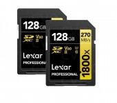 Lexar Pro 1800x SDXC U3 (V60) UHS-II R270/W180 128GB 2pack (LSD1800128G-B2NNG)