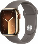 Apple Watch Series 9 GPS + Cellular 41mm Gold Stainless Steel Case with Clay Sport Band (S/ M) MRJ53