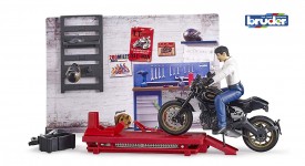 Bruder Bworld Motorcycle Workshop Multi-Coloured (62101)