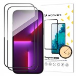 Wozinsky 2 pcs. Full Screen Tempered Glass with Frame Case Friendly Full Glue iPhone 15 Pro Max - Black (9145576280294)