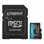 Kingston Canvas Go! Plus microSDXC 512GB 200/160MB/s read/write Class 10, UHS-I, U3, V30, A2 with Adapter (SDCG4/512GB)