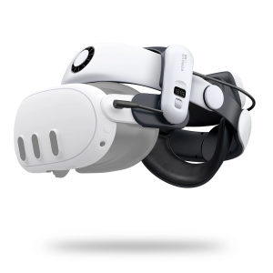 BoboVR S3 Pro strain relief strap for Meta Quest 3 VR goggles + B100 external battery - white and black (6937267000372)