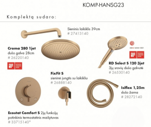 Hansgrohe Ecostat Termostata Dušas Komplekts 6in1 Gold (KOMP-HANSG23)