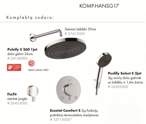 Hansgrohe Pulsify/Ecostat Termostata Dušas Komplekts 4in1 (KOMP-HANSG17)