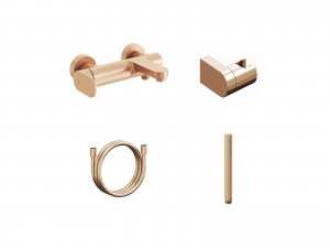 Ravak Eleganta Wall-Mounted Bathtub Tap with Set Rose Gold Brushed (X07S137)