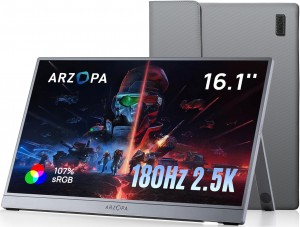 ARZOPA Z3FC Grey 16.1-inch 2.5K Portable Monitor for PS5 / Xbox / Switch / PC