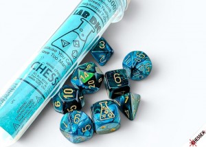 Chessex Gemini Green-Teal/Gold Lab Polyhedral 7-Die Set