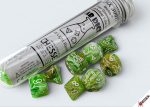 Chessex  Marble Sour Green/White Lab Polyhedral 7-Die Set