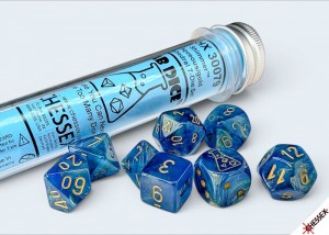 Chessex Shimmer Aqueous/Gold Lab Polyhedral 7-Die Set