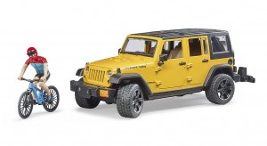 Bruder Jeep Wrangler Rubicon w. mountain bike and cyclist (02543)