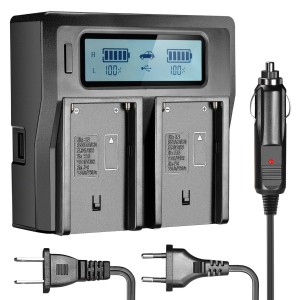 Neewer Dual-Channel LCD Display Battery Charger with 3 Plug for Sony Camcorder Batteries (10088846)