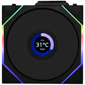 Lian Li UNI FAN TL Wireless LCD Fan, ARGB, PWM - Reverse Blade, 120 mm, Black (12RTLLCD1W1B)