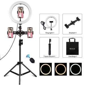 Puluz PKT3070B Tripod Mount with 26cm LED Ring Vlogging 1,1m
