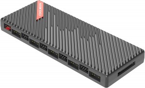 YAODHAOD 20-Port ARGB PWM HUB, RGB Controller 12V 5V 2-in-1 Integrated Fan Hub, Digital Control of Lighting and Fan Speed (Black)