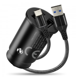 Car charger CC-25C 2XUS B 12W + CABEL USB-C