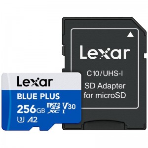 Lexar microSDHC Blue Plus UHS-I with SD adapter, up to 170MB/s read C10/A2/U3 (V30) 256GB