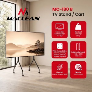 Maclean TV Stand / Cart, on wheels, 37–80