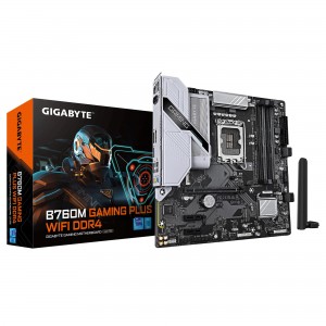 Mainboard|GIGABYTE|B760M GAMING PLUS WIFI DDR4 (REV. 1.1)|Intel B760|LGA 1700|micro ATX|RAM DDR4-SDRAM|4xSlots|Wi-Fi Yes|Bluetooth Yes|2xNumber of M.2 (M) slots|B760MGPWIFIDDR41.1