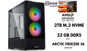 PC| RYZEN 5 9600X, DDR5 32GB 6000MHz, NVME M.2 SSD 2TB, RX 9070