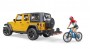 Bruder Jeep Wrangler Rubicon w. mountain bike and cyclist (02543)