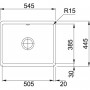Franke Kubus KBK 110-50 ar Popup Spiedpogu Onyx 54.5x44.5 (126.0335.883)