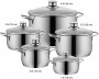 WMF Diadem Plus 5-Piece Saucepan Set - Pouring Rim, Glass Lid, Cromargan Polished Stainless Steel, Suitable for Induction Cookers, Dishwasher-Safe