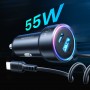 Joyroom fast car charger 3 in 1 with USB Type C cable 1.5m 55W black (JR-CL07)